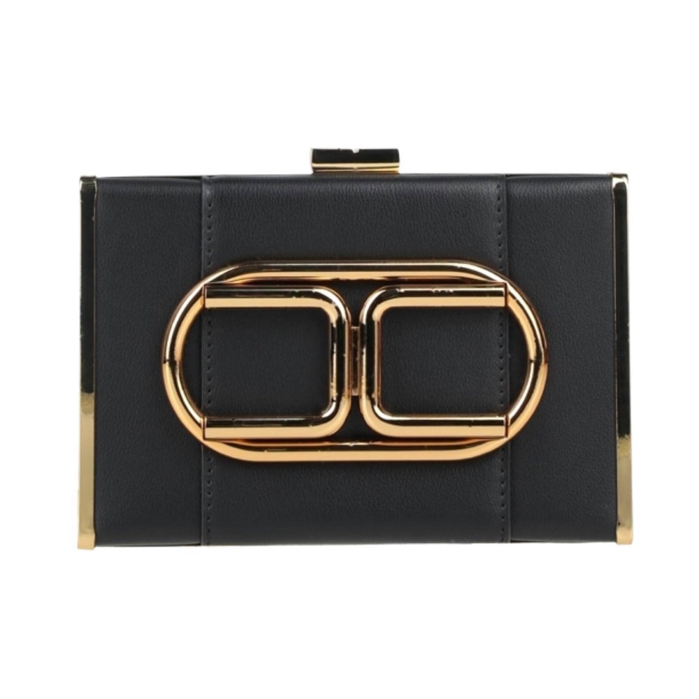 Elisabetta Franchi Small Handbag, Clutch with Logo and Gold Chain ( used once)